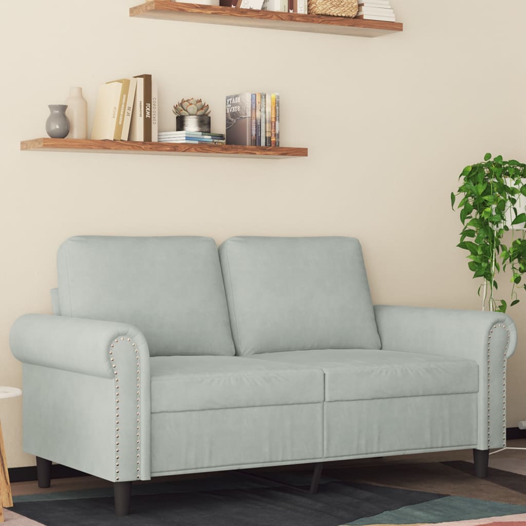 2-personers sofa 120 cm velour lysegrå