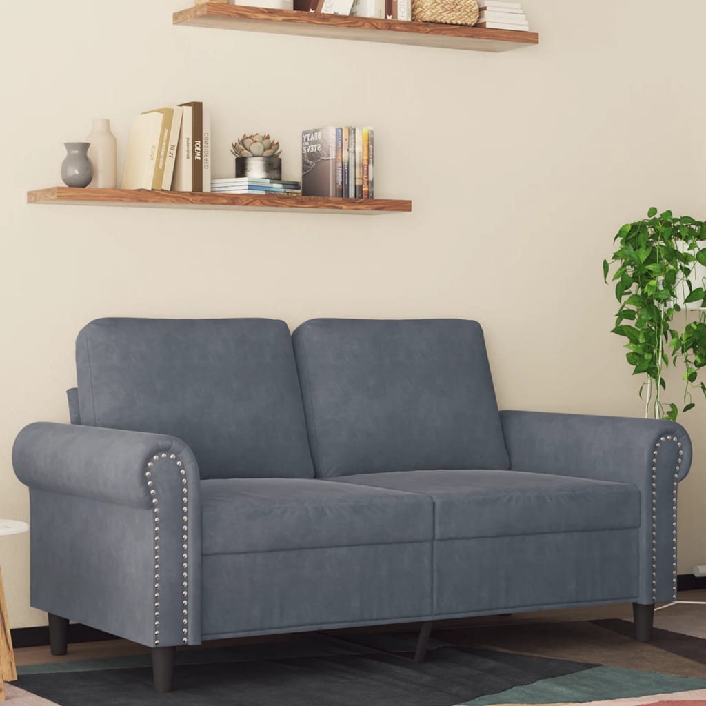 2-personers sofa 120 cm velour mørkegrå