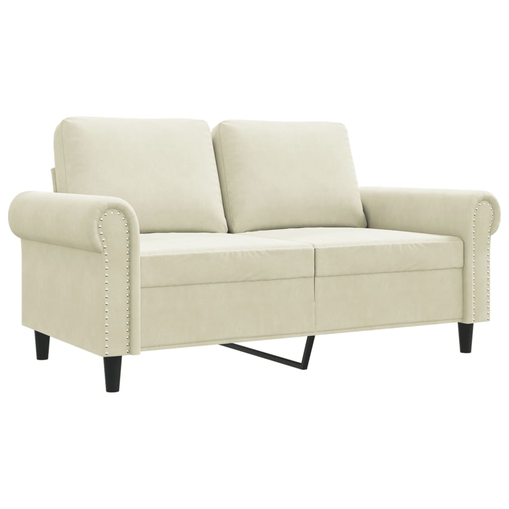 2-personers sofa 120 cm velour cremefarvet