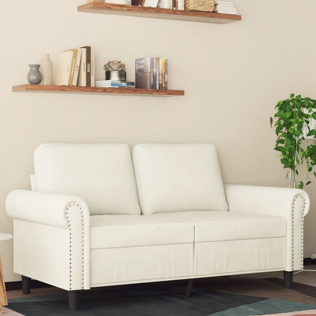 2-personers sofa 120 cm velour cremefarvet