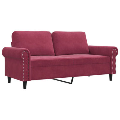 2-personers sofa 140 cm fløjl vinrød