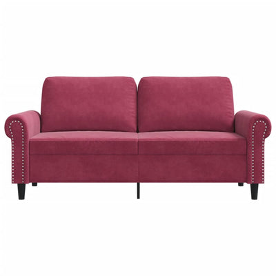 2-personers sofa 140 cm fløjl vinrød