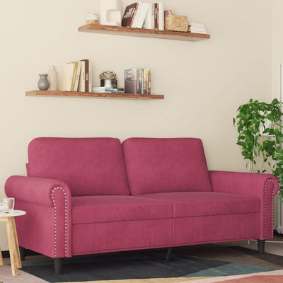 2-personers sofa 140 cm fløjl vinrød