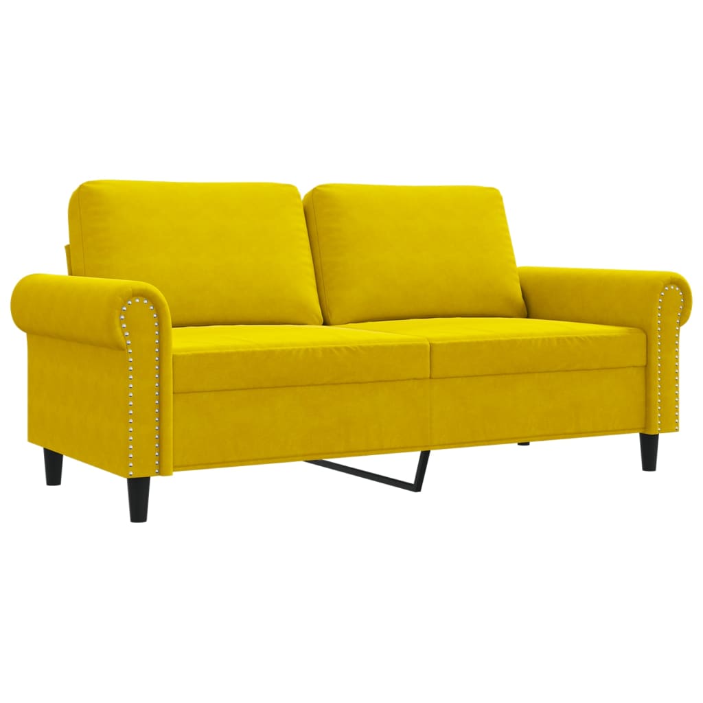 2-personers sofa 140 cm fløjl gul