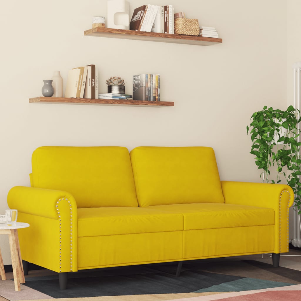 2-personers sofa 140 cm fløjl gul