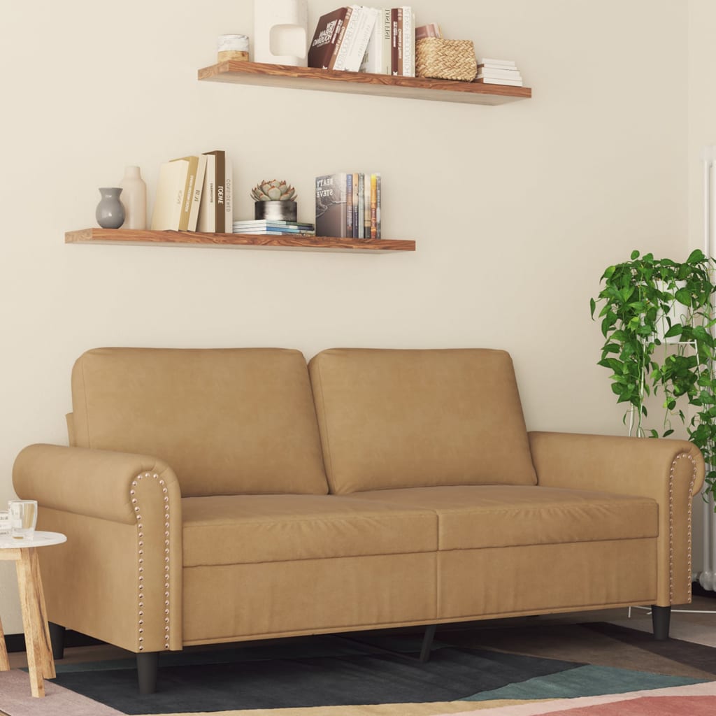 2-personers sofa 140 cm fløjl brun