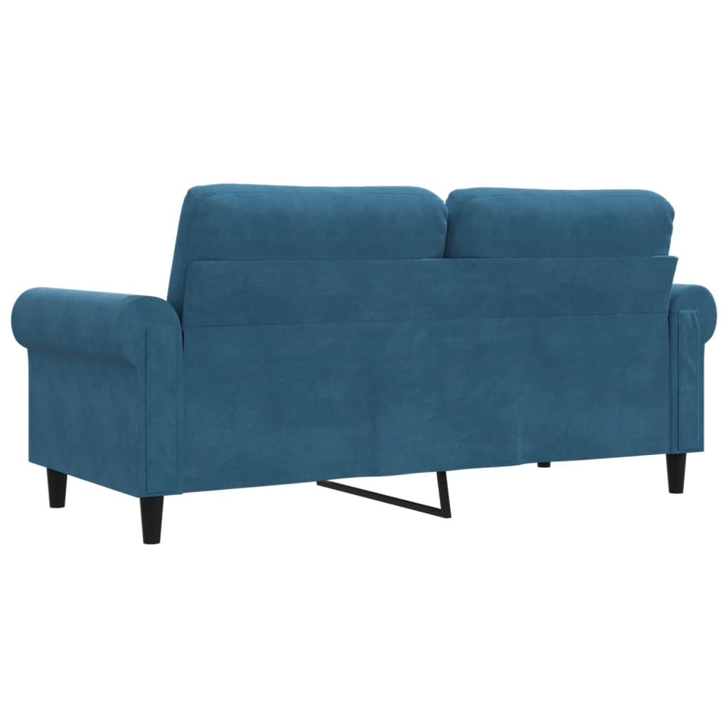 2-personers sofa 140 cm fløjl blå