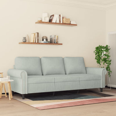 3-personers sofa 180 cm velour lysegrå