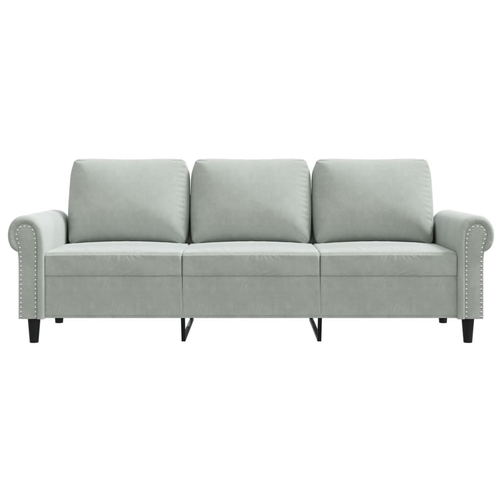 3-personers sofa 180 cm velour lysegrå