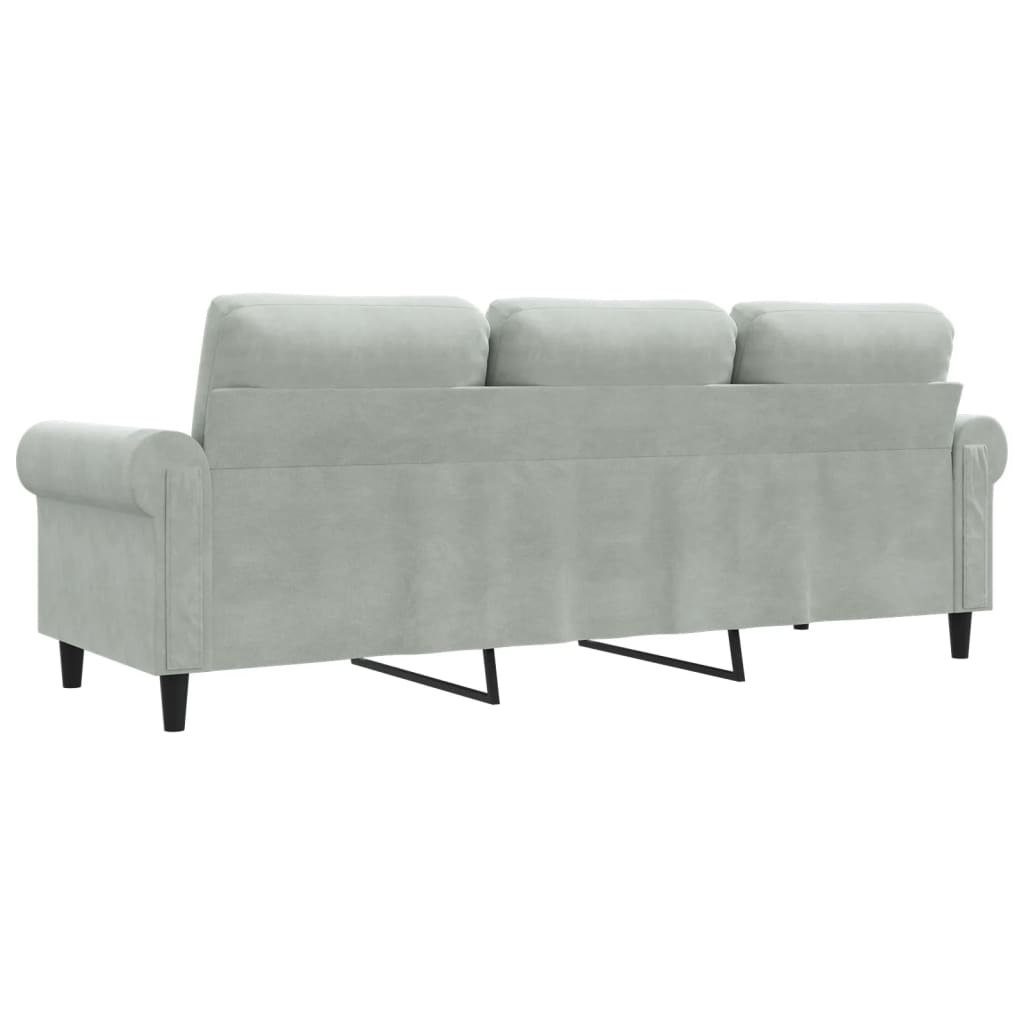 3-personers sofa 180 cm velour lysegrå