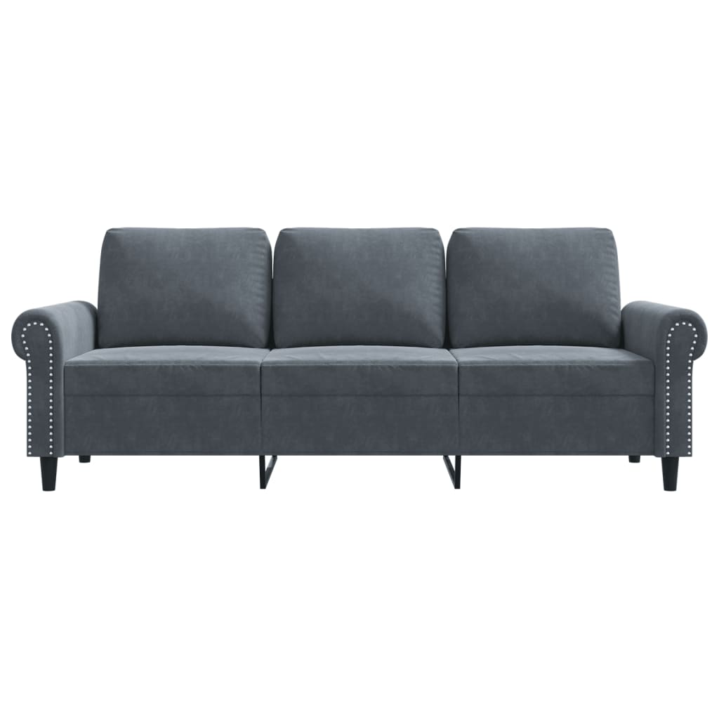 3-personers sofa 180 cm fløjl mørkegrå