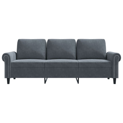 3-personers sofa 180 cm fløjl mørkegrå