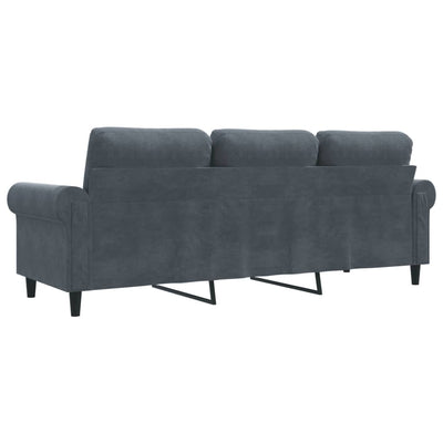 3-personers sofa 180 cm fløjl mørkegrå