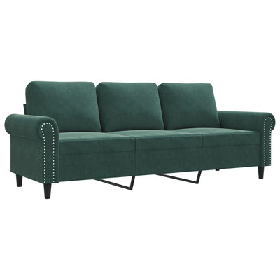 3-personers sofa 180 cm fløjl mørkegrøn