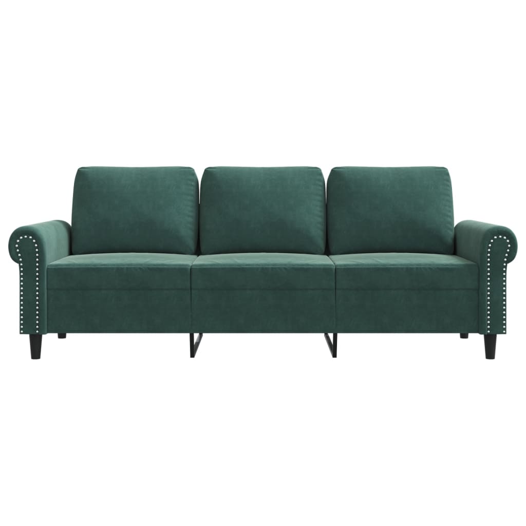 3-personers sofa 180 cm fløjl mørkegrøn