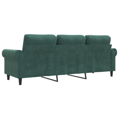 3-personers sofa 180 cm fløjl mørkegrøn