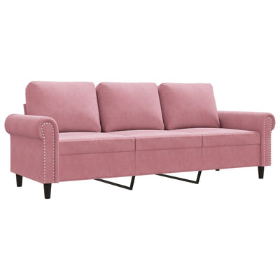 3-personers sofa 180 cm fløjl lyserød