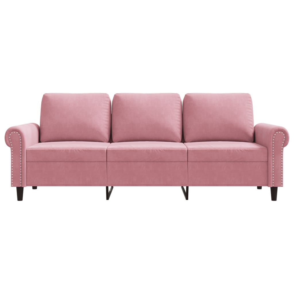 3-personers sofa 180 cm fløjl lyserød