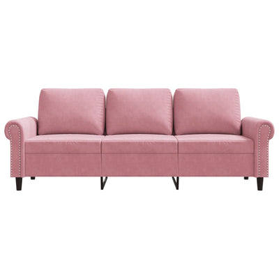 3-personers sofa 180 cm fløjl lyserød