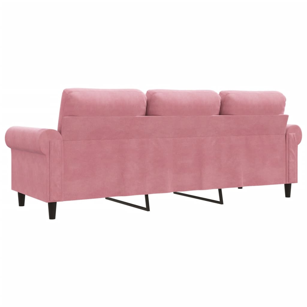 3-personers sofa 180 cm fløjl lyserød