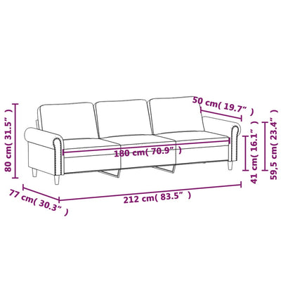 3-personers sofa 180 cm fløjl lyserød