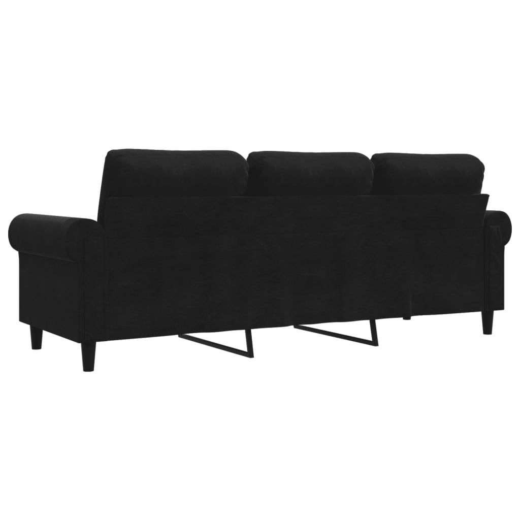 3-personers sofa 180 cm velour sort