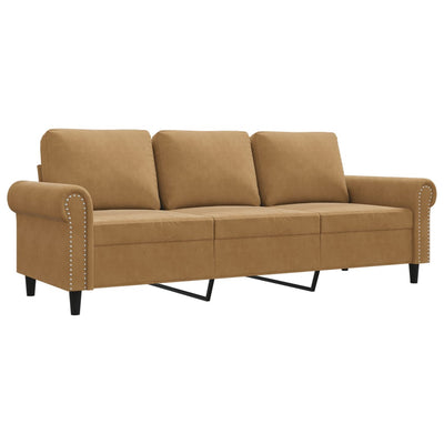 3-personers sofa 180 cm fløjl brun