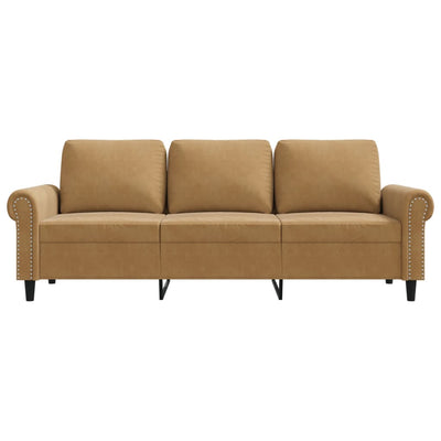 3-personers sofa 180 cm fløjl brun