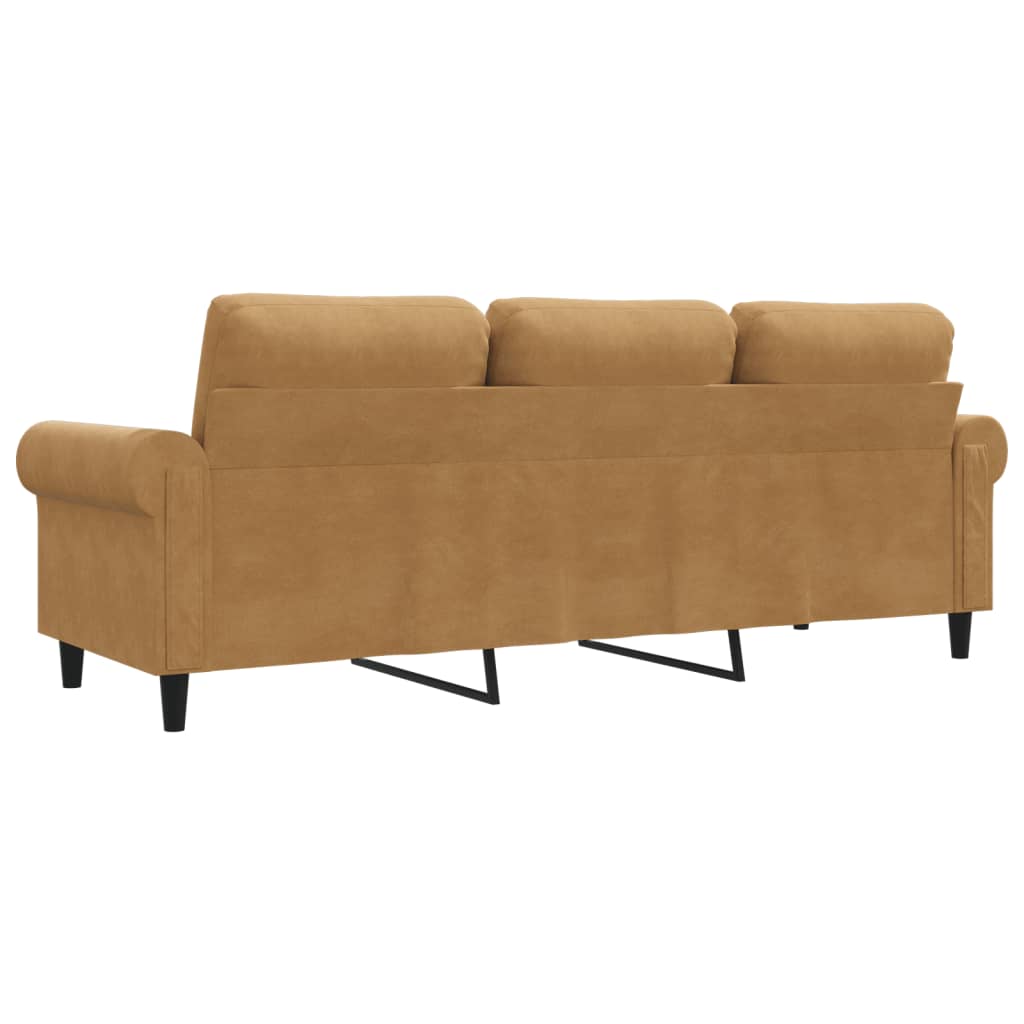 3-personers sofa 180 cm fløjl brun