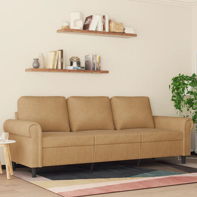 3-personers sofa 180 cm fløjl brun