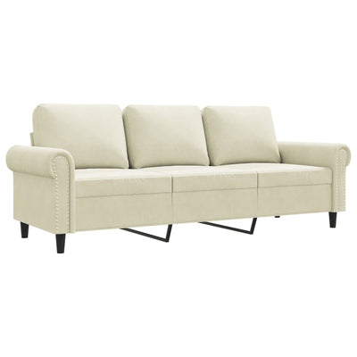 3-personers sofa 180 cm fløjl cremefarvet