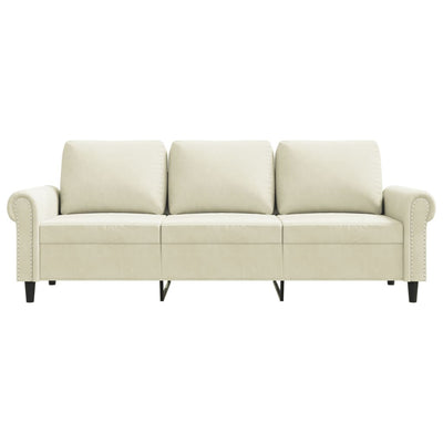 3-personers sofa 180 cm fløjl cremefarvet