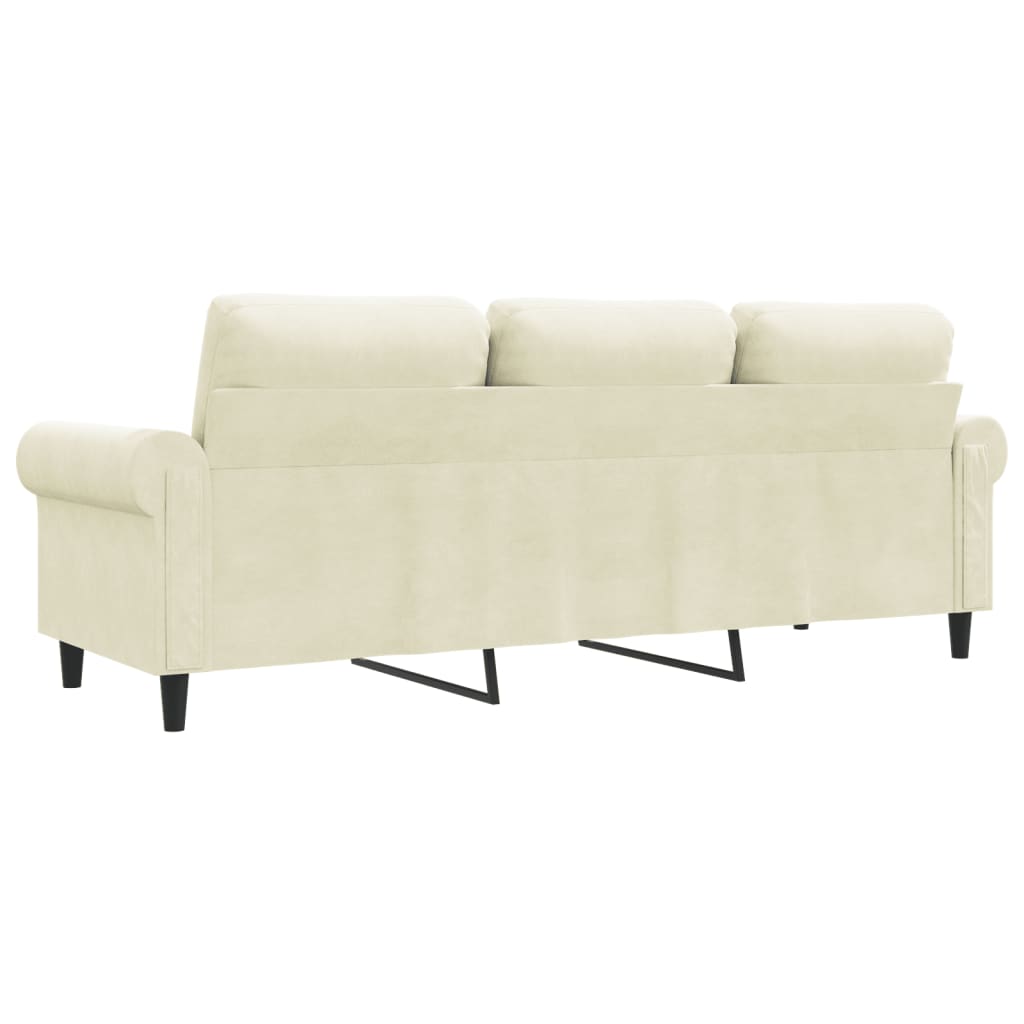 3-personers sofa 180 cm fløjl cremefarvet