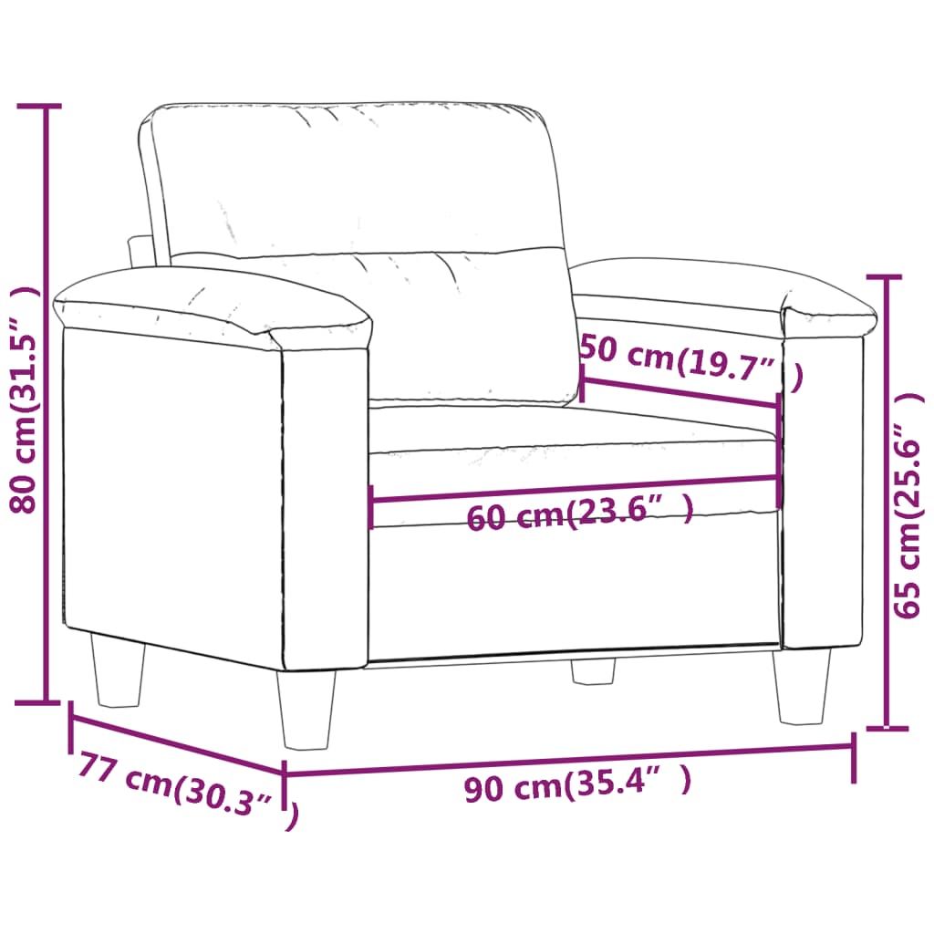 lænestol 60 cm mikrofiberstof lysegrå