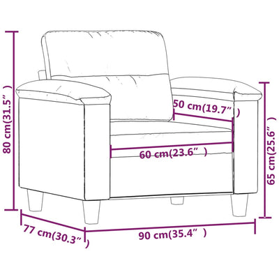 lænestol 60 cm mikrofiberstof cremefarvet