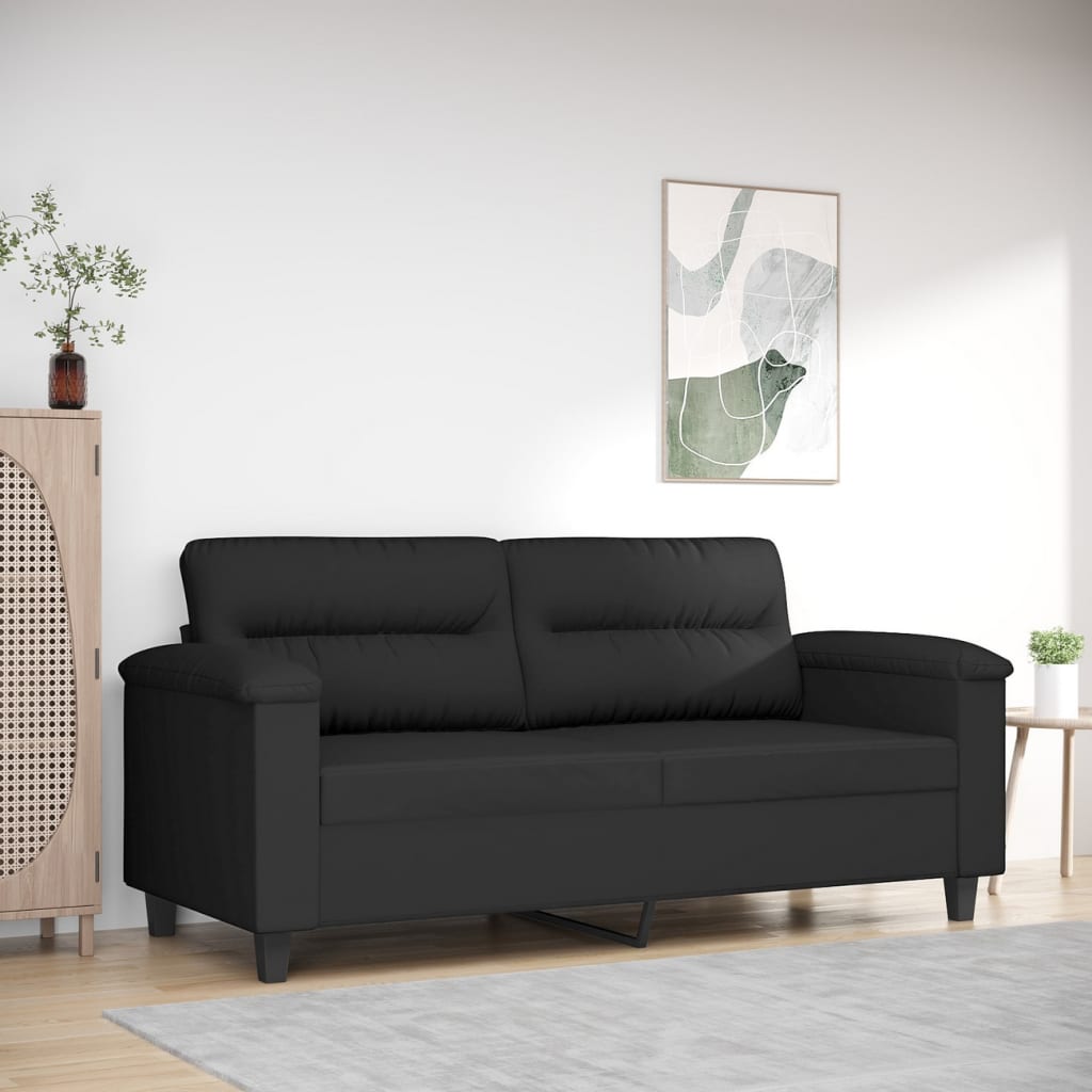 2-personers sofa 140 cm mikrofiberstof sort