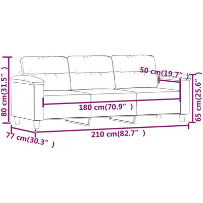 3-personers sofa 180 cm mikrofiberstof gråbrun