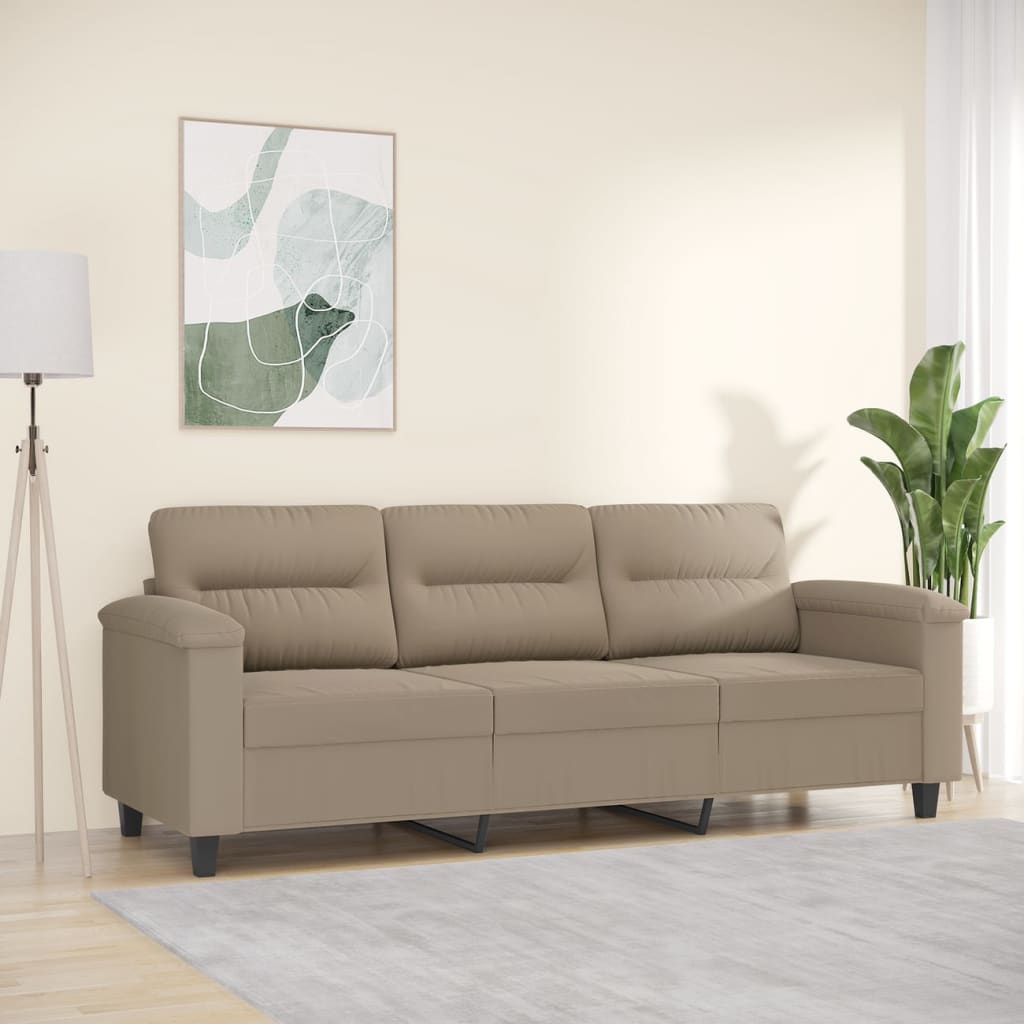 3-personers sofa 180 cm mikrofiberstof gråbrun