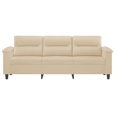 3-personers sofa 180 cm mikrofiberstof cremefarvet