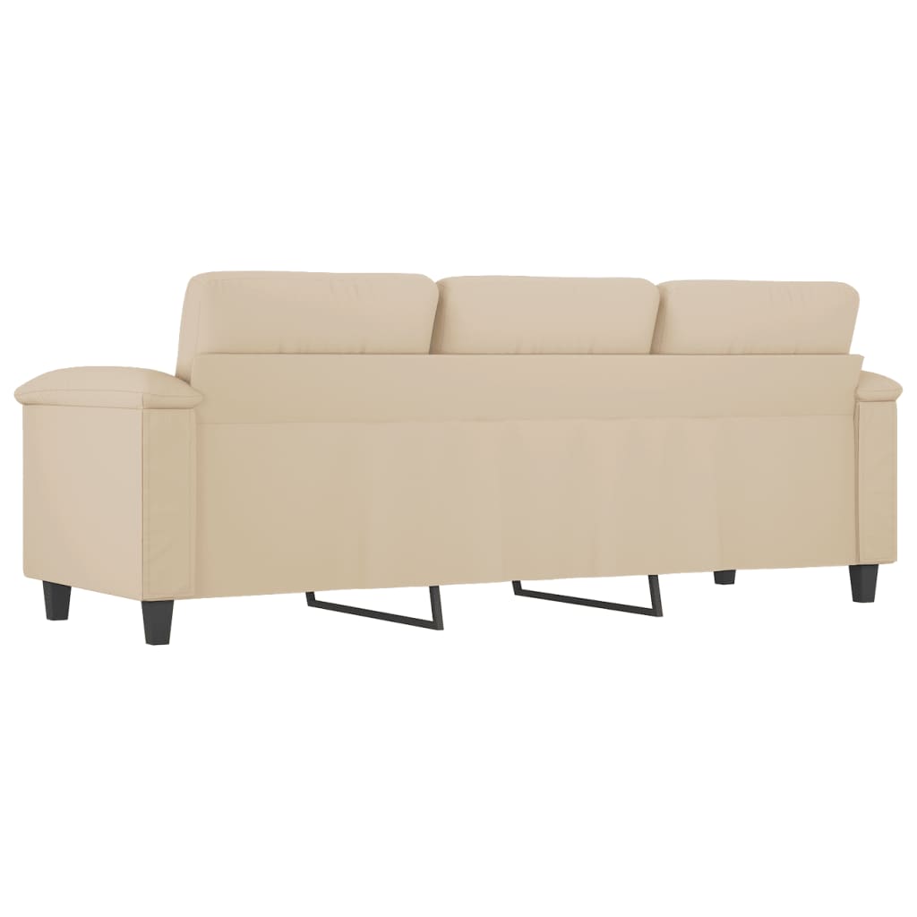 3-personers sofa 180 cm mikrofiberstof cremefarvet