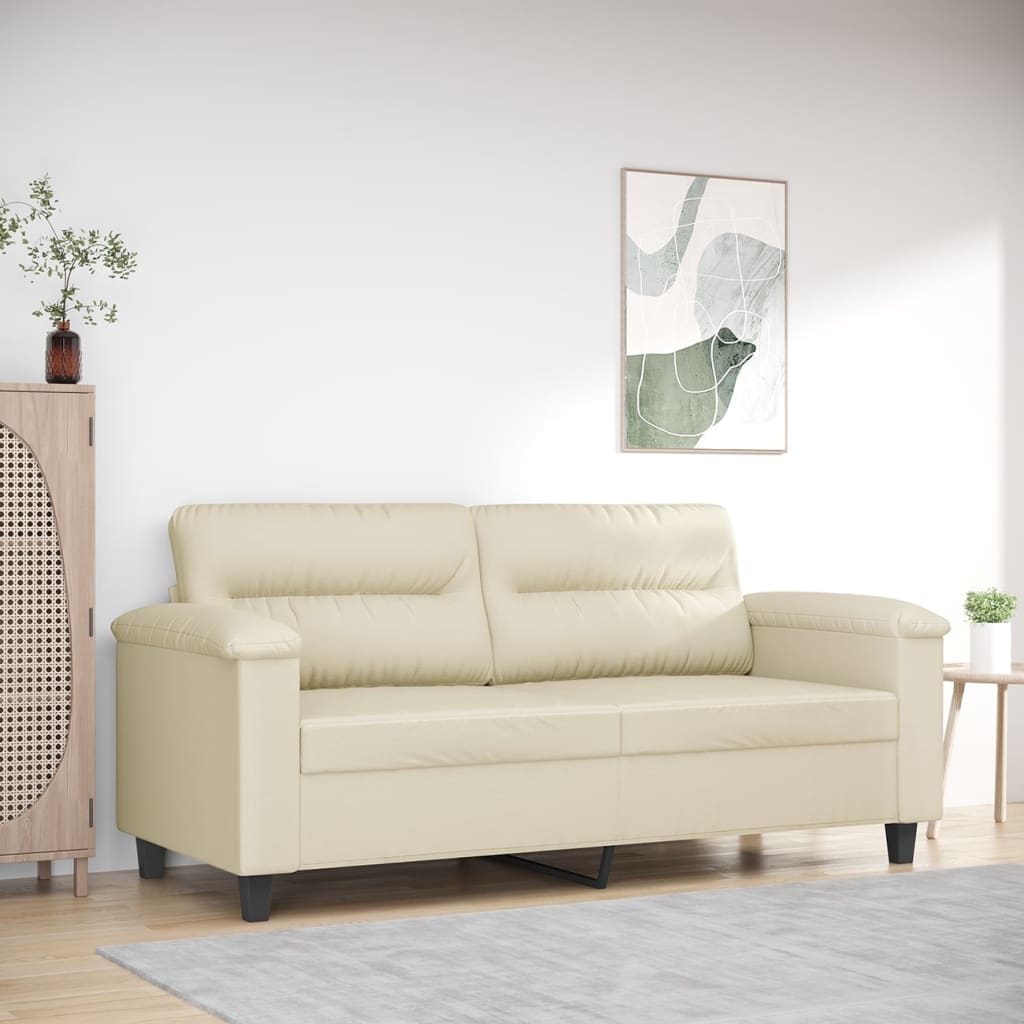 2-personers sofa 140 cm kunstlæder cremefarvet