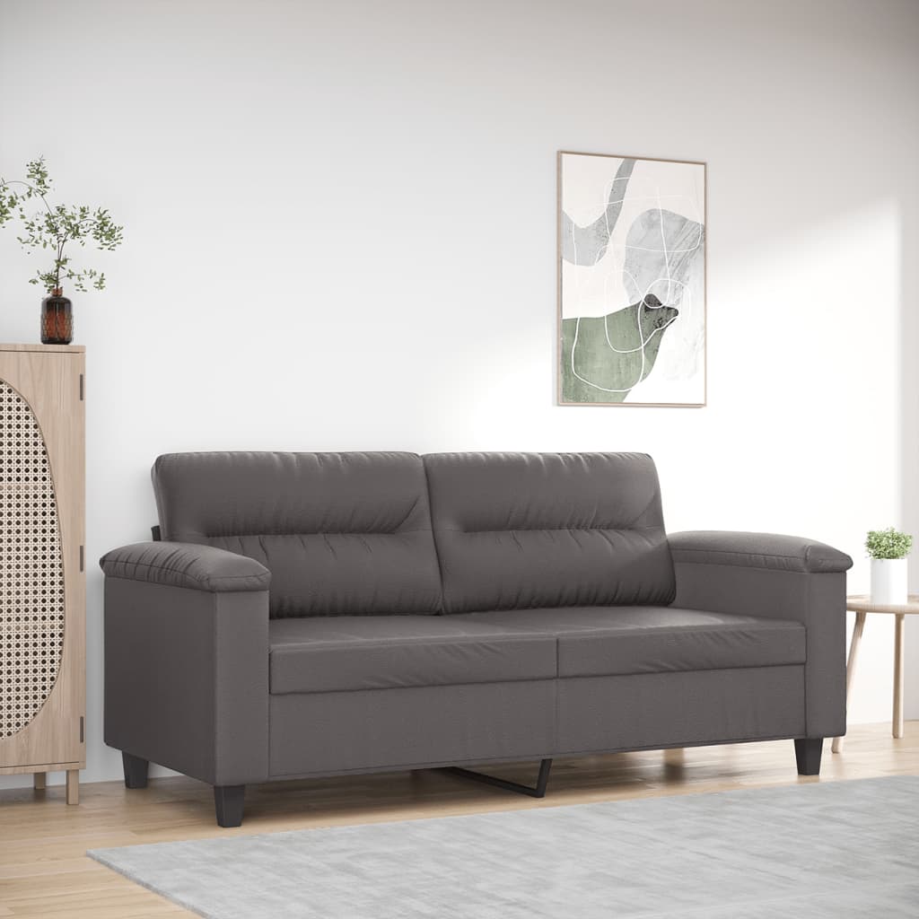 2-personers sofa 140 cm kunstlæder grå