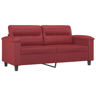 2-personers sofa 140 cm kunstlæder vinrød