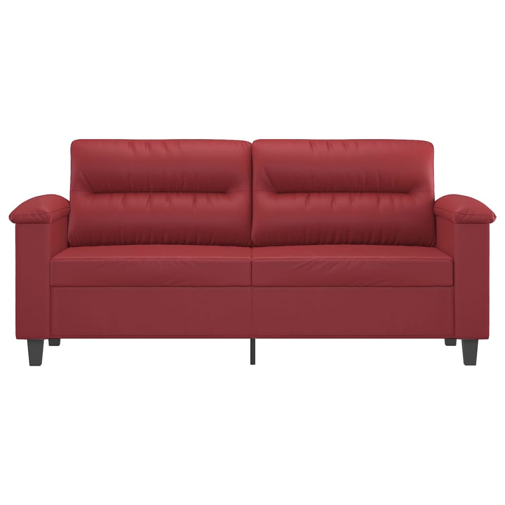 2-personers sofa 140 cm kunstlæder vinrød