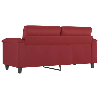 2-personers sofa 140 cm kunstlæder vinrød