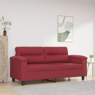 2-personers sofa 140 cm kunstlæder vinrød