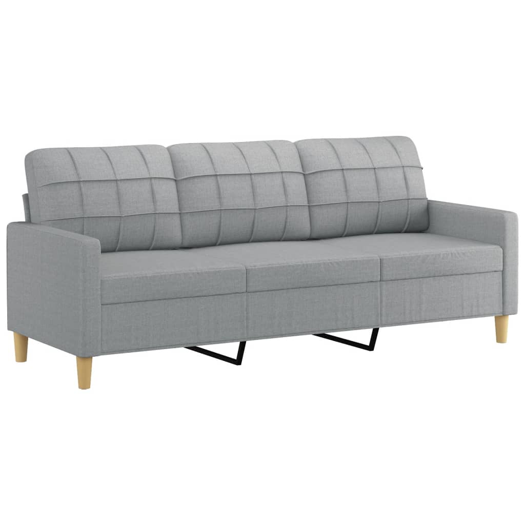 3-personers sofa 180 cm stof lysegrå