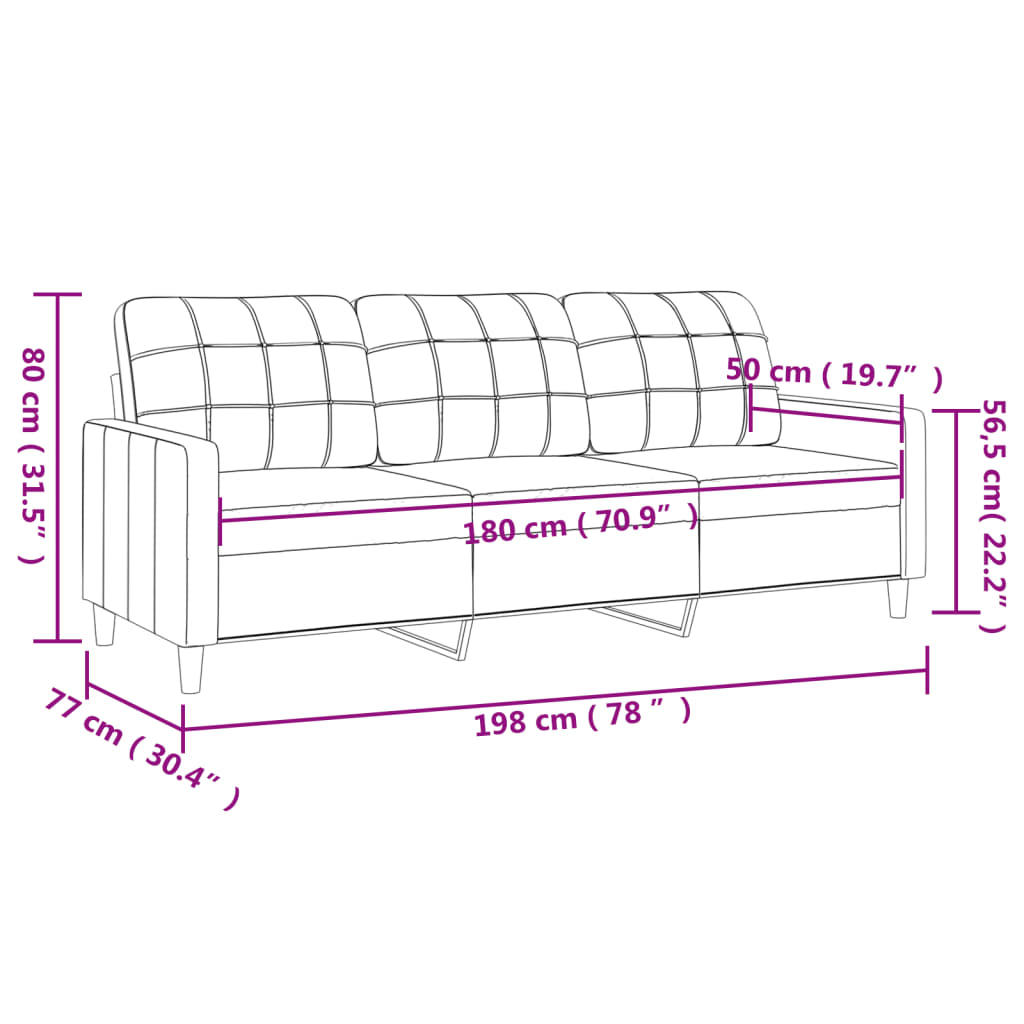 3-personers sofa 180 cm stof brun