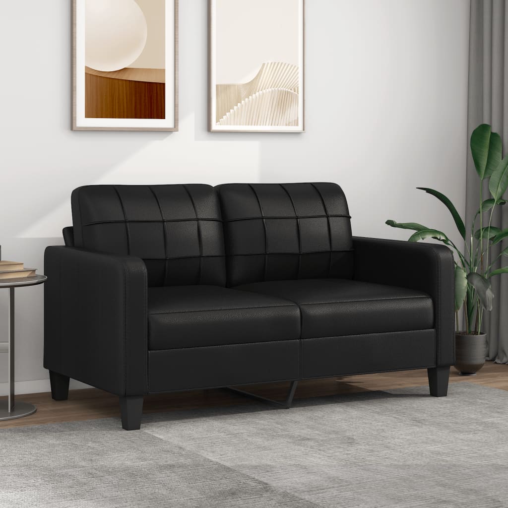 2-personers sofa 140 cm kunstlæder sort