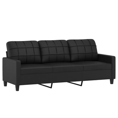 3-personers sofa 180 cm kunstlæder sort